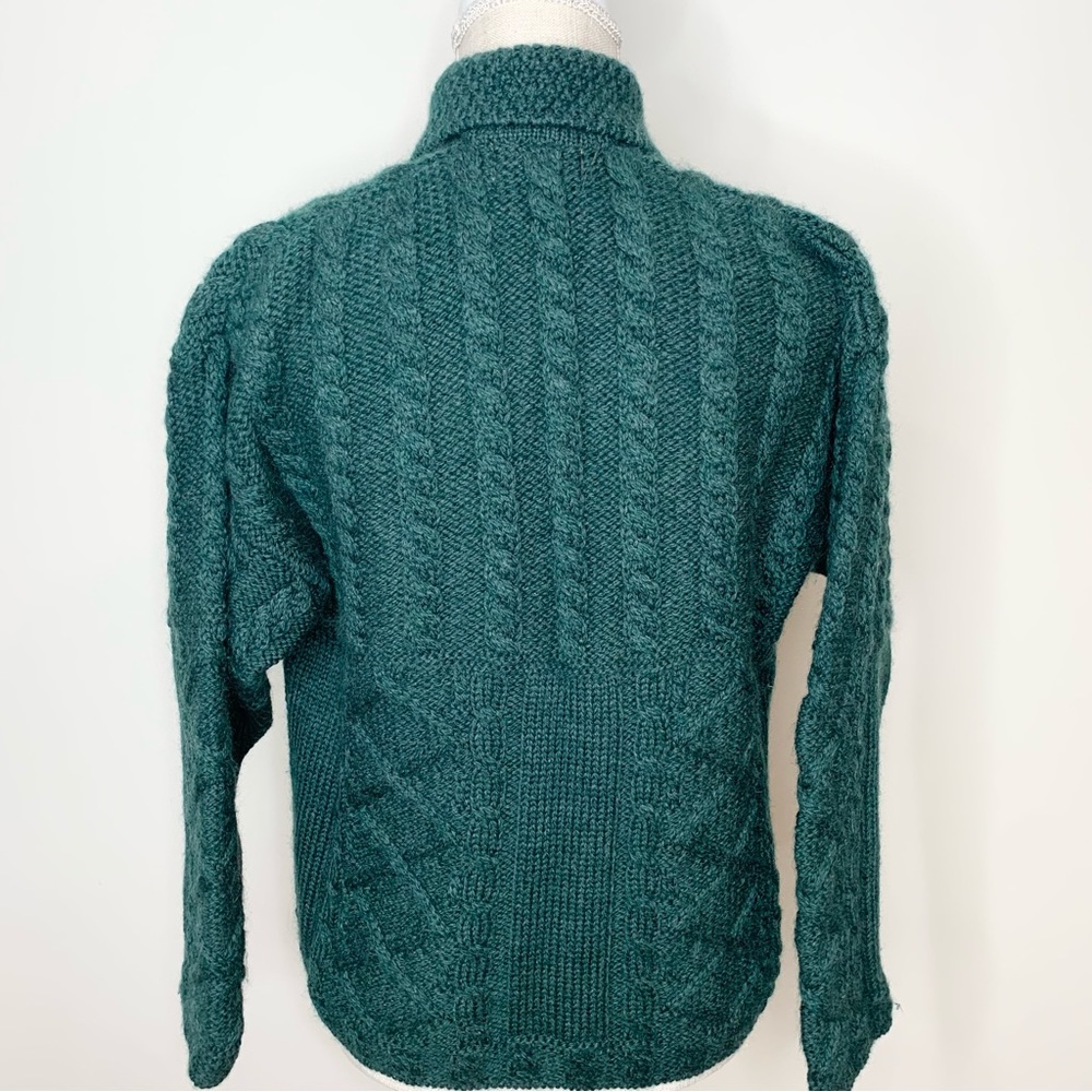 Women's Green Cable Knit Cardigan - Picture 7 of 11